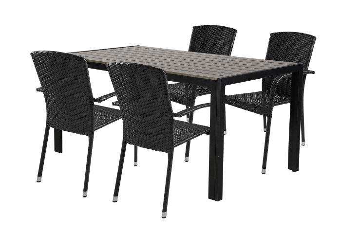 Hagebord Havanna 150 x 90 cm – svart/grå